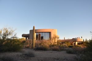 Saguaro National Park Main building surrounded by natural desert plant life